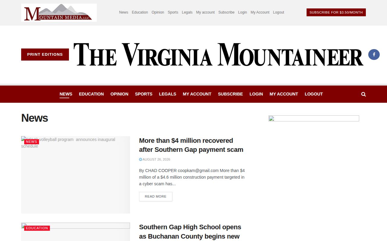 Virginia Mountaineer Buchanan County news category for crime-context reporting