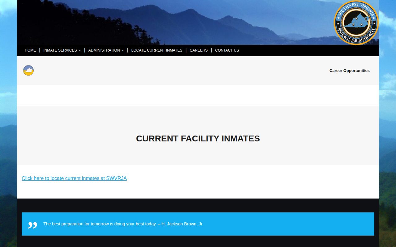 SWVRJA current-inmate source for Buchanan County regional custody lookup